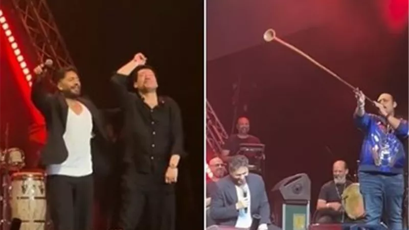 باسم سمرة وعصام السقا ومحمد ثروت يشاركون تامر حسني في حفله بدبي