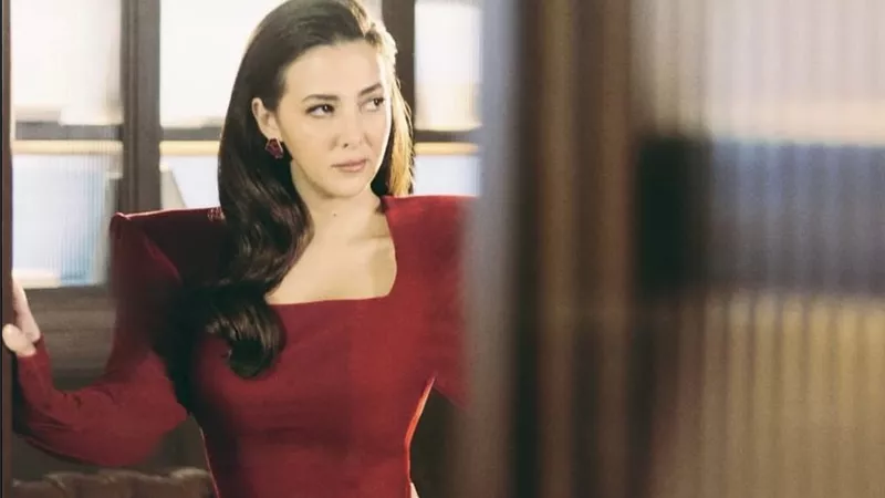 دنيا سمير غانم تتألق بفستان خمري في جلسة تصوير بعنوان “Passionate”